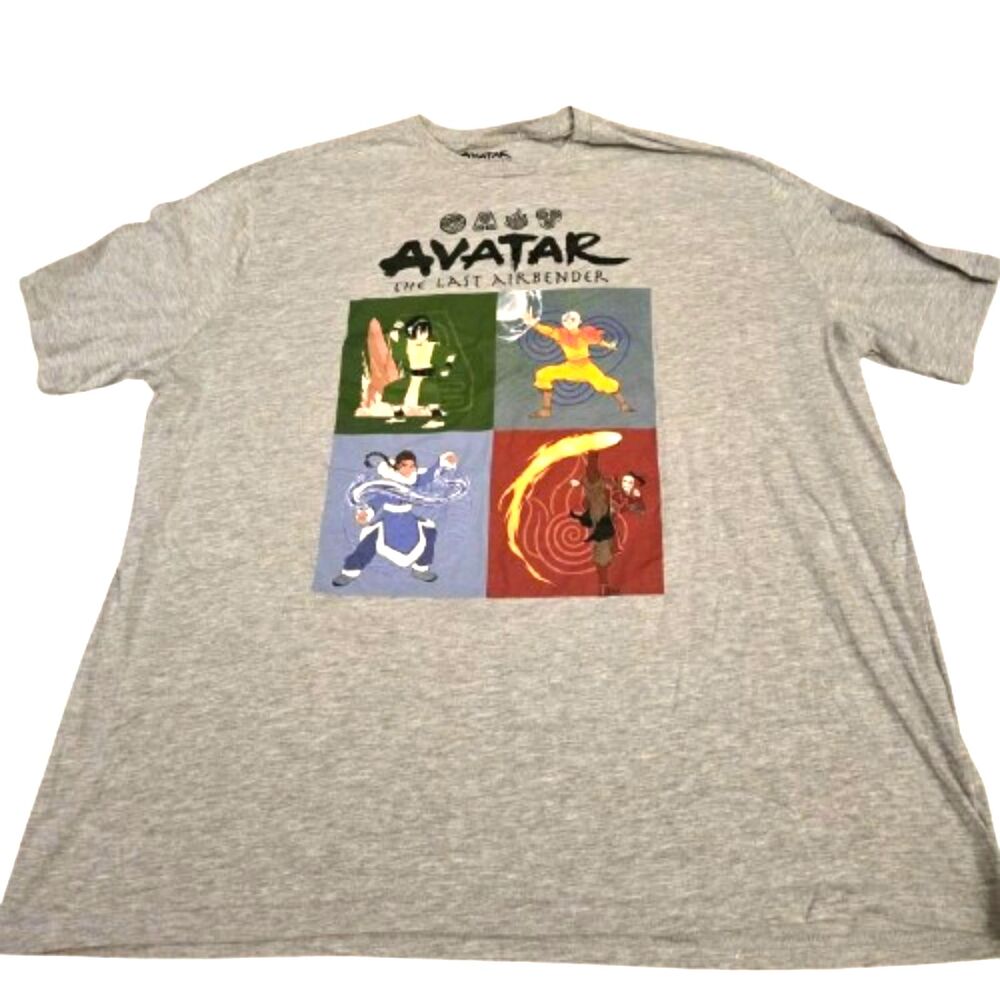 Avatar The Last Airbender T-Shirt Men's 3XL Gray Graphic Aang Katara Sokka